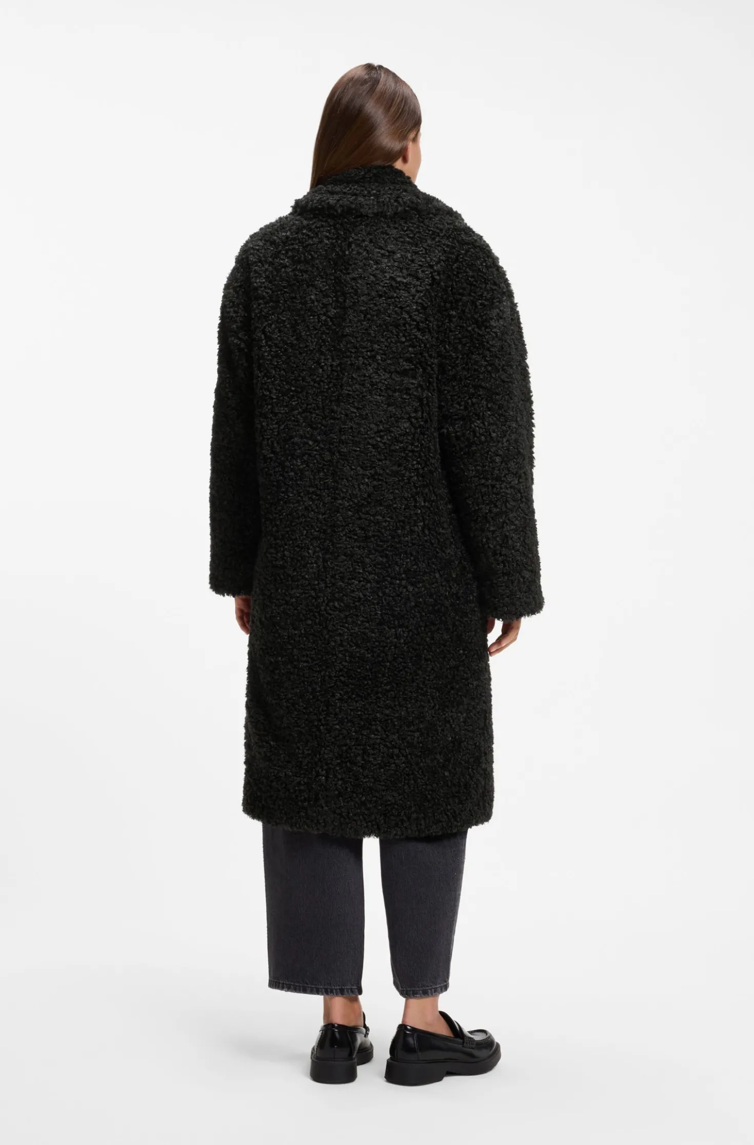Oversized-Fit Teddy-Mantel mit zweireihiger Knopfleiste