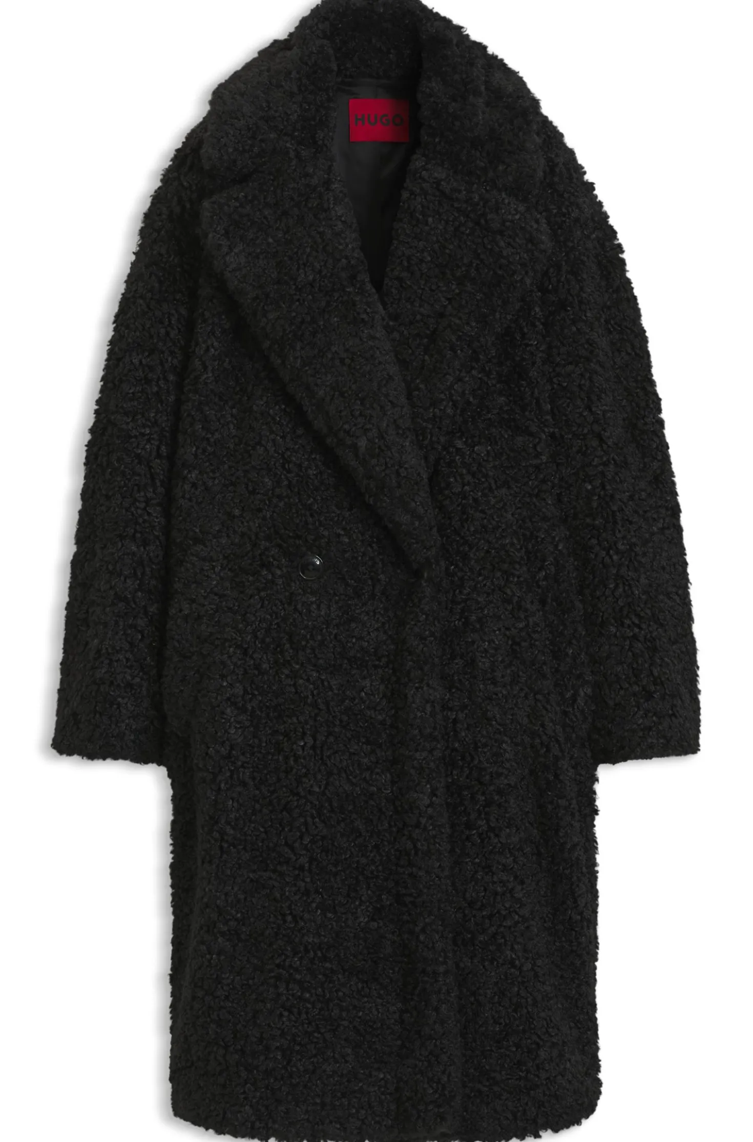 Oversized-Fit Teddy-Mantel mit zweireihiger Knopfleiste