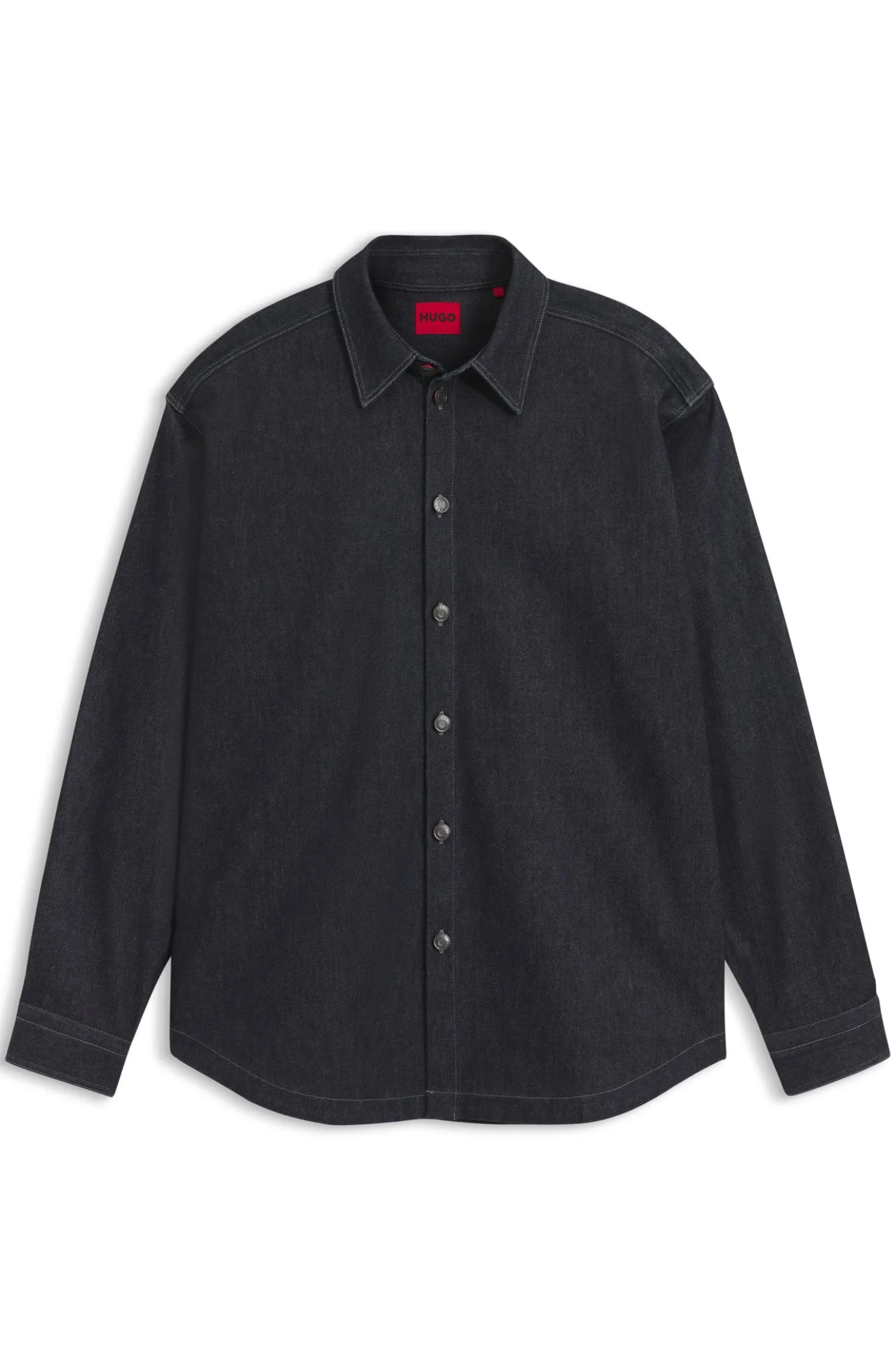 Oversized Hemd aus schwerem dunkelblauem Denim