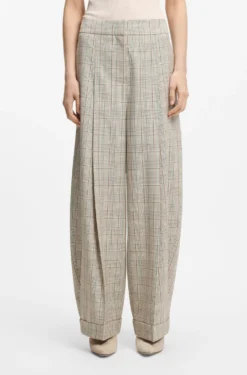 Oversized Hose aus karierter Stretch-Wolle