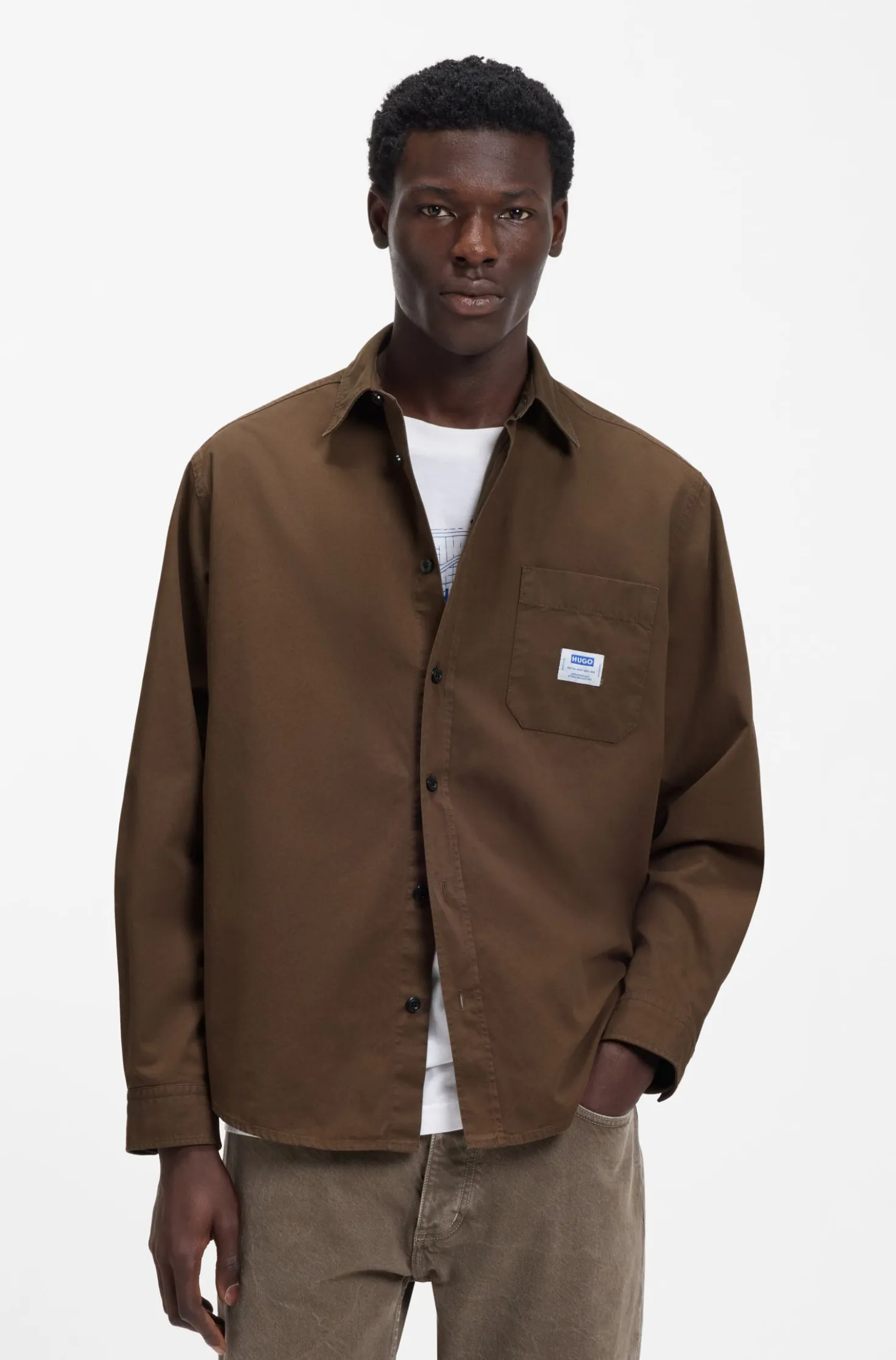 Oversized Overshirt aus Baumwoll-Canvas
