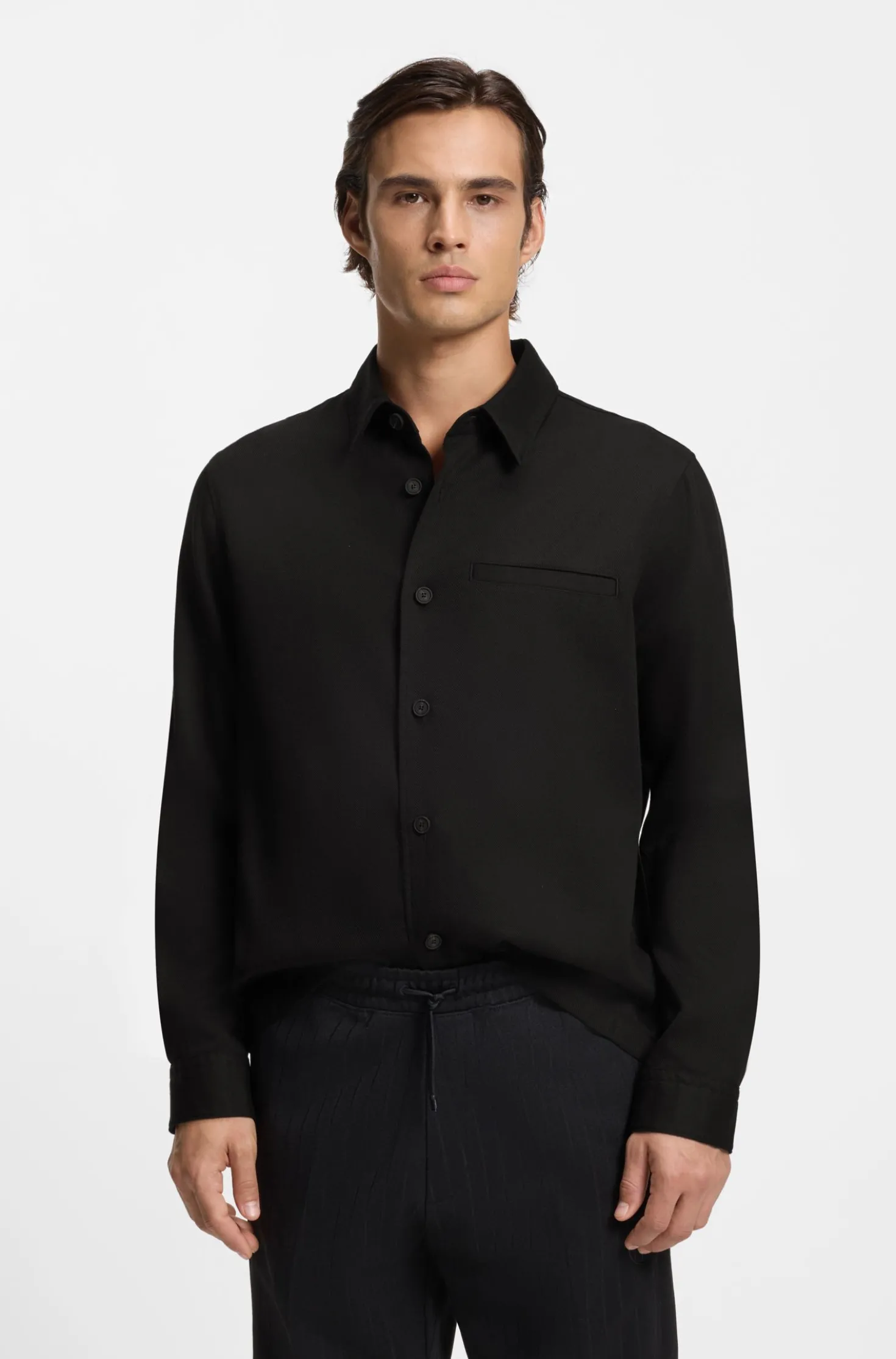 Oversized Overshirt aus softem Twill mit Seitentaschen