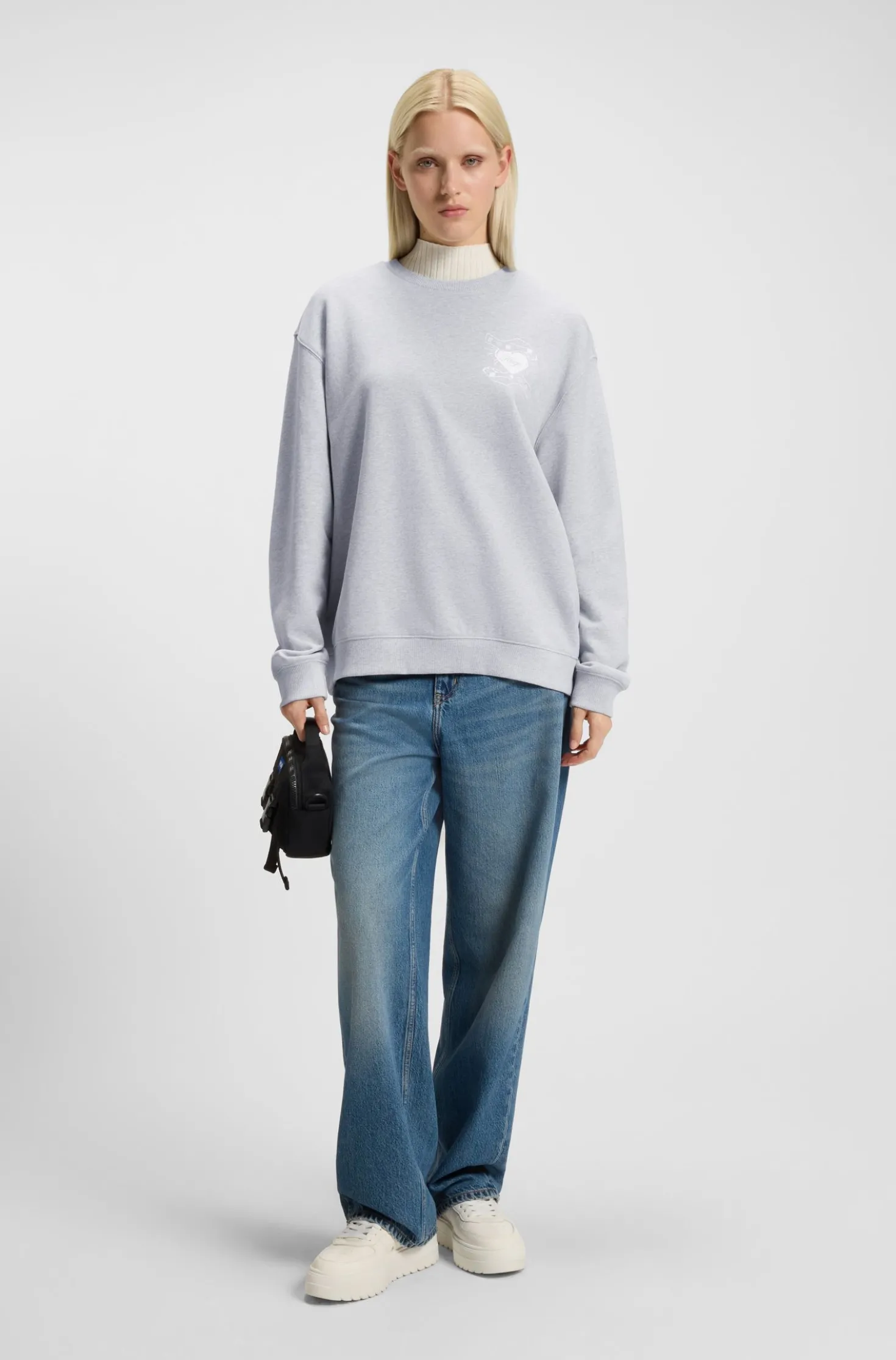 Oversized Sweatshirt aus Baumwoll-Terry mit Logo-Artwork