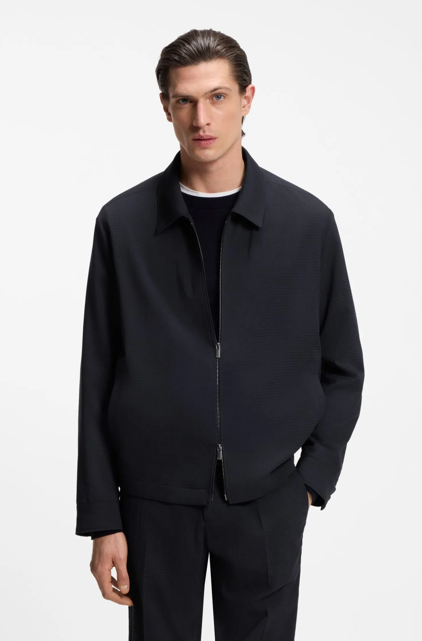 Packbares Relaxed-Fit Overshirt aus waschbarem Woll-Mix