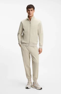 Piqué-Sweatshirt aus merzerisierter Stretch-Baumwolle mit Reißverschluss