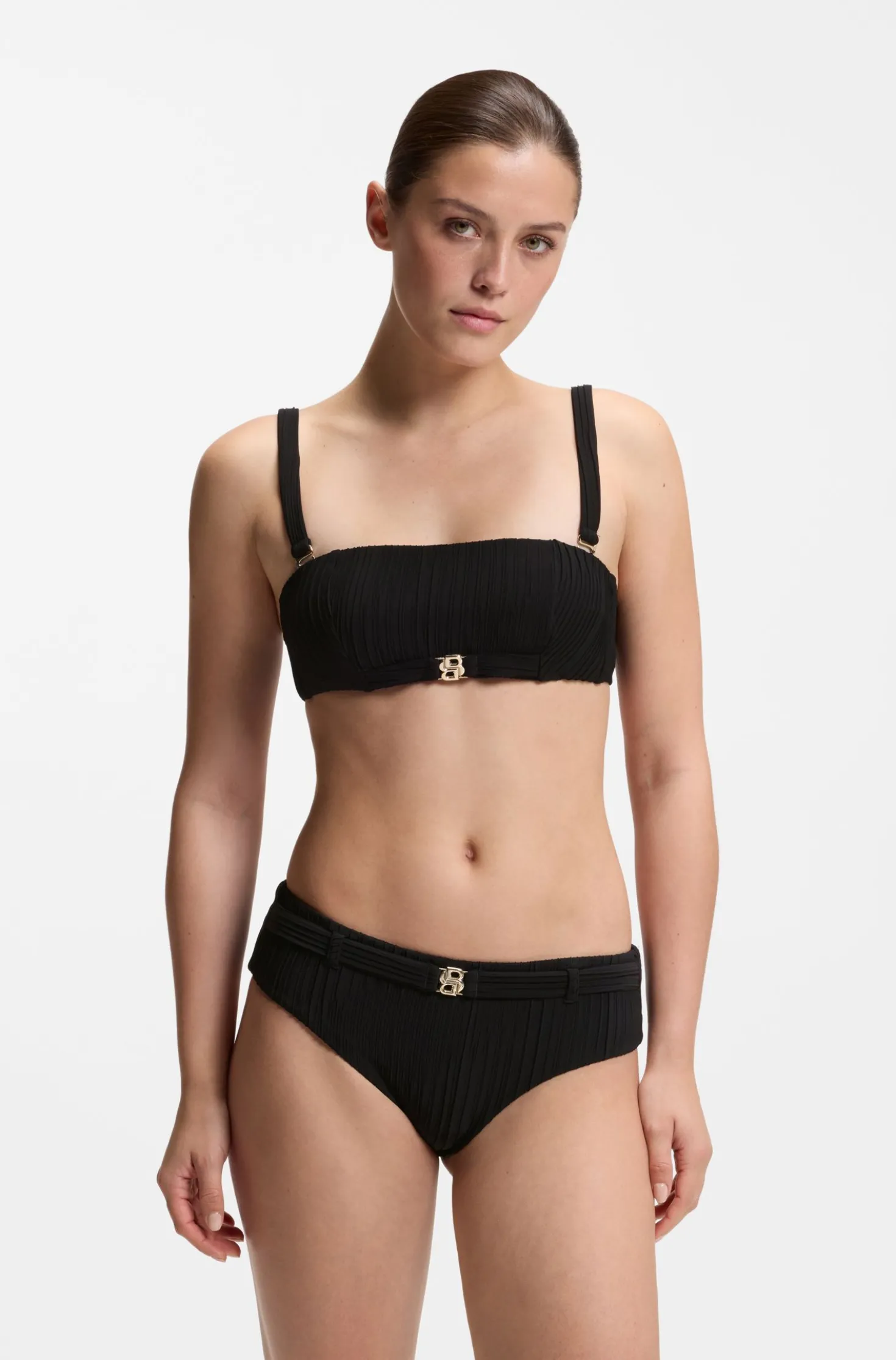 Plissé-Bikinihose mit Double-B-Monogramm