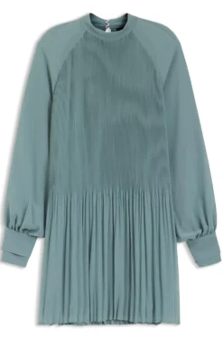 Plissee-Kleid mit transparenten Ärmeln