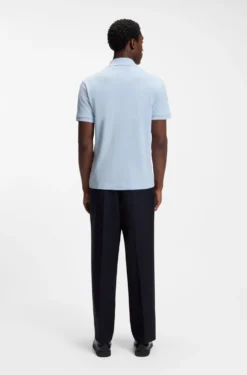 Poloshirt aus Baumwolle-Leinen mit Johnny-Kragen