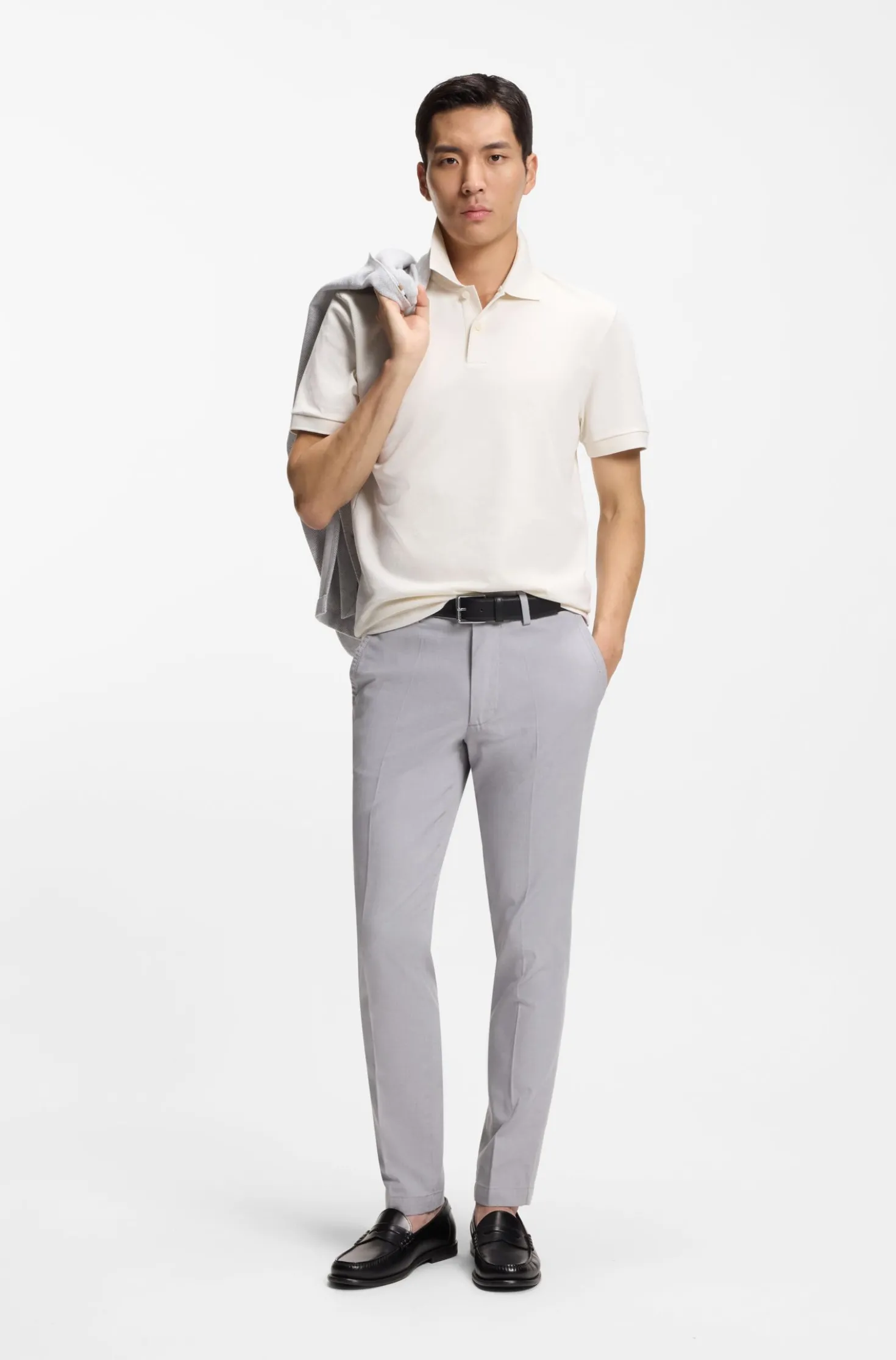 Poloshirt aus Baumwolle mit Blasen-Struktur