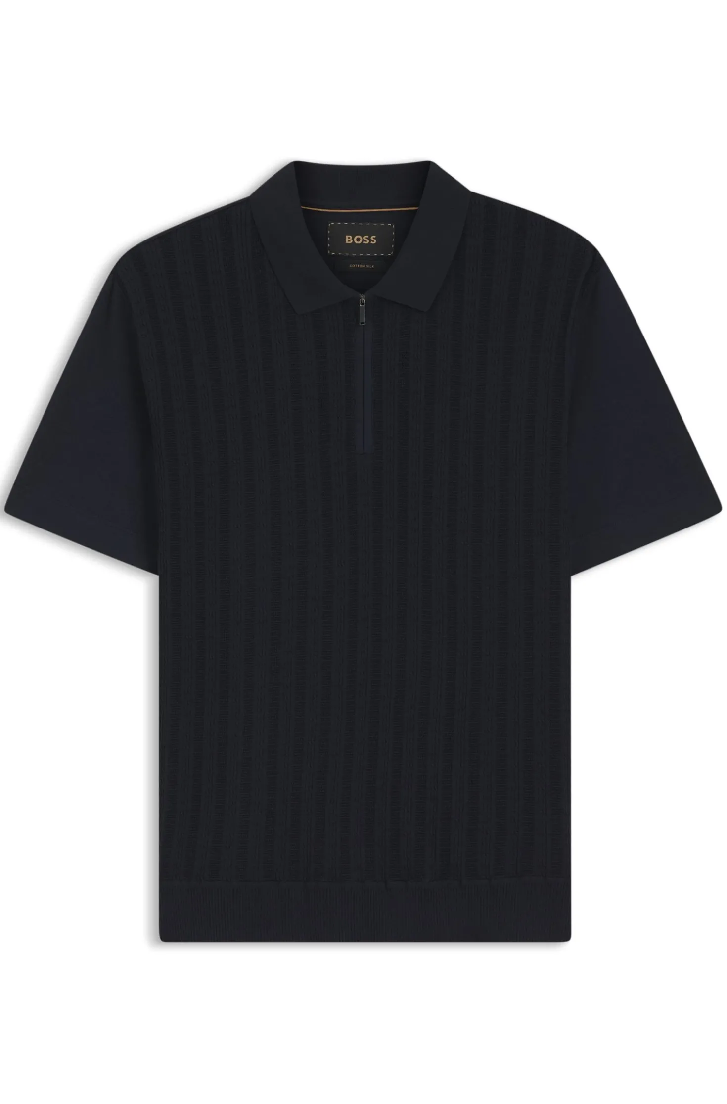 Poloshirt aus Baumwolle mit Seide und Reißverschluss am Kragen