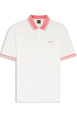 Poloshirt aus Baumwoll-Jersey mit Streifen-Einfassungen