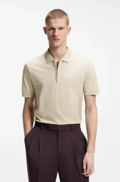 Poloshirt aus Baumwoll-Mix mit Reißverschlussleiste