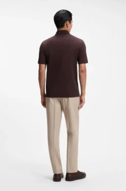 Poloshirt aus Baumwoll-Seiden-Mix mit Reißverschluss am Kragen