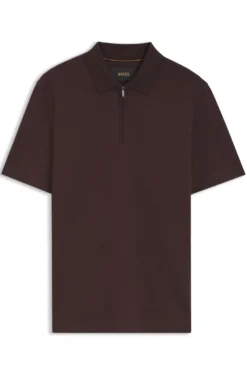 Poloshirt aus Baumwoll-Seiden-Mix mit Reißverschluss am Kragen