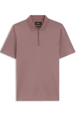 Poloshirt aus Baumwoll-Seiden-Mix mit Reißverschluss am Kragen