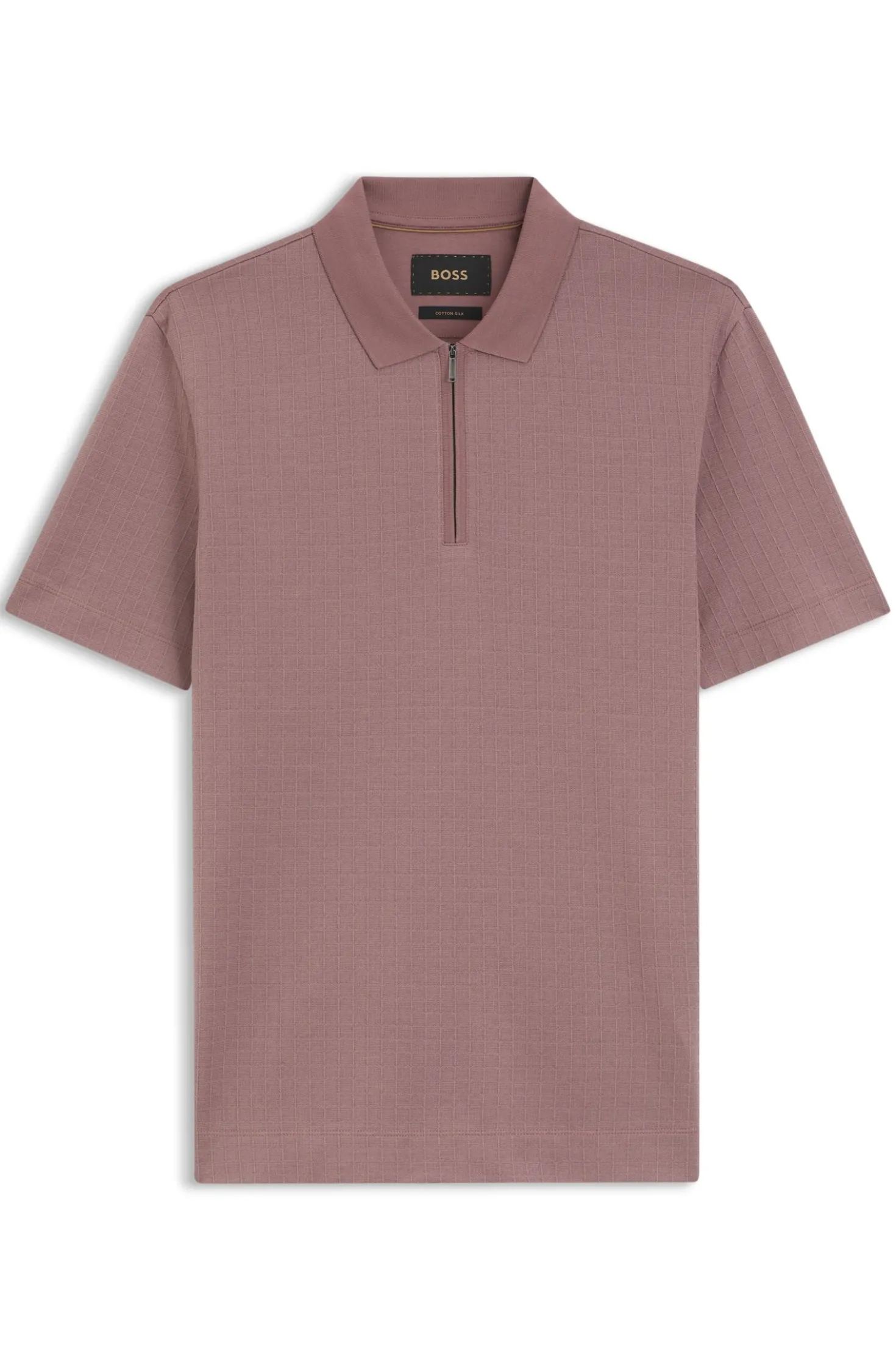 Poloshirt aus Baumwoll-Seiden-Mix mit Reißverschluss am Kragen