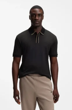 Poloshirt aus Interlock-Baumwolle mit gestreiften Details
