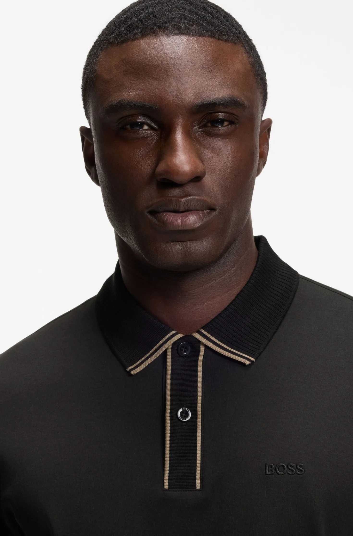 Poloshirt aus Interlock-Baumwolle mit gestreiften Details