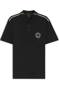 Poloshirt aus Stretch-Baumwolle mit tennisinspiriertem Logo
