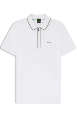 Poloshirt aus Stretch-Baumwolle mit Kontrast-Streifen