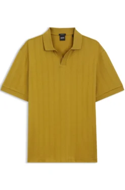 Poloshirt mit Johnny-Kragen aus Baumwoll-Jacquard