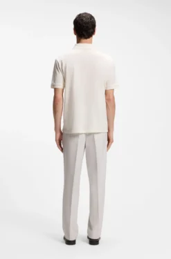 Poloshirt mit Johnny-Kragen aus Baumwoll-Jacquard