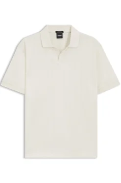 Poloshirt mit Johnny-Kragen aus Baumwoll-Jacquard