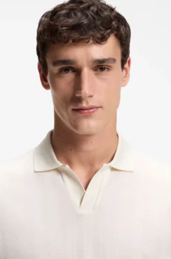 Poloshirt mit Johnny-Kragen aus Baumwoll-Jacquard