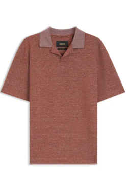 Poloshirt mit Johnny-Kragen aus Baumwolle, Leinen und Seide