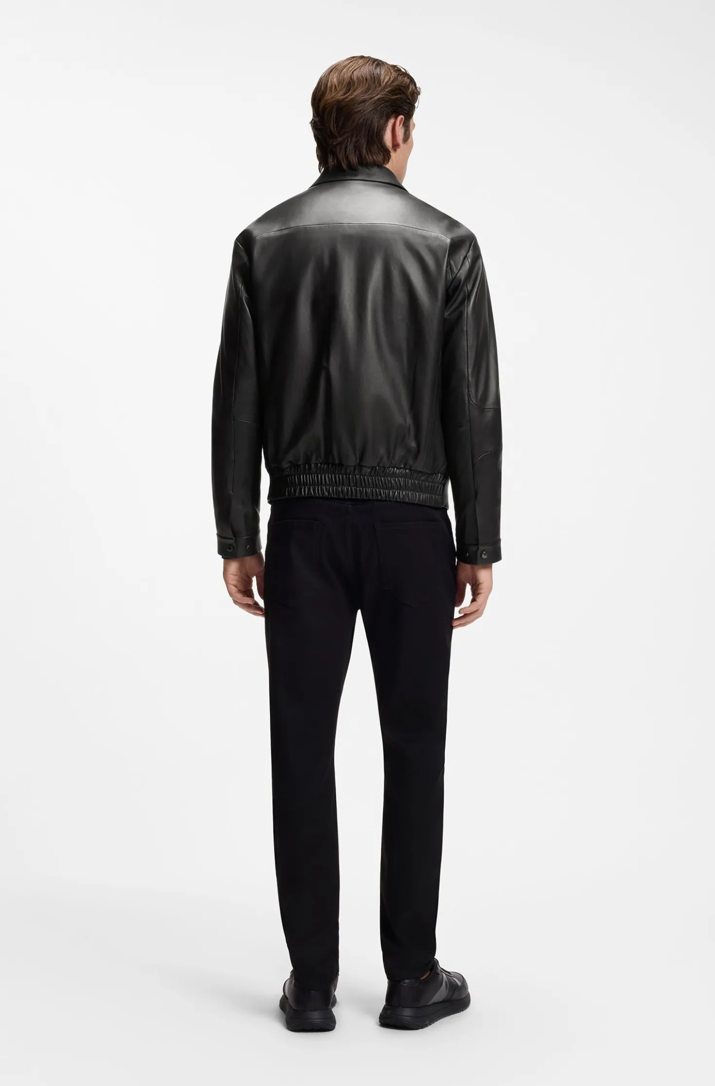 Porsche x BOSS Lederjacke mit verdecktem magnetischem Druckknopf