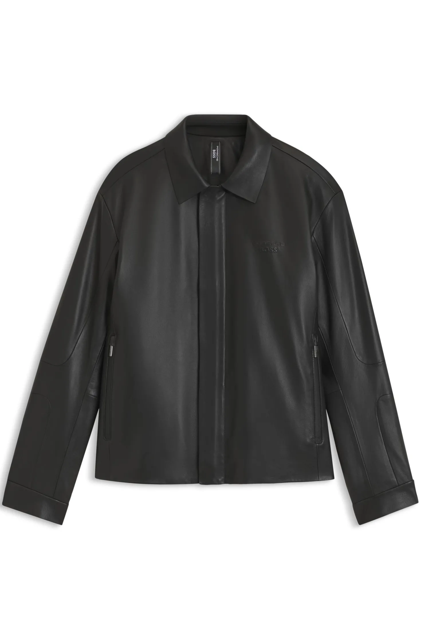 Porsche x BOSS Lederjacke mit verdecktem magnetischem Druckknopf