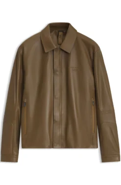 Porsche x BOSS Lederjacke mit verdecktem magnetischem Druckknopf