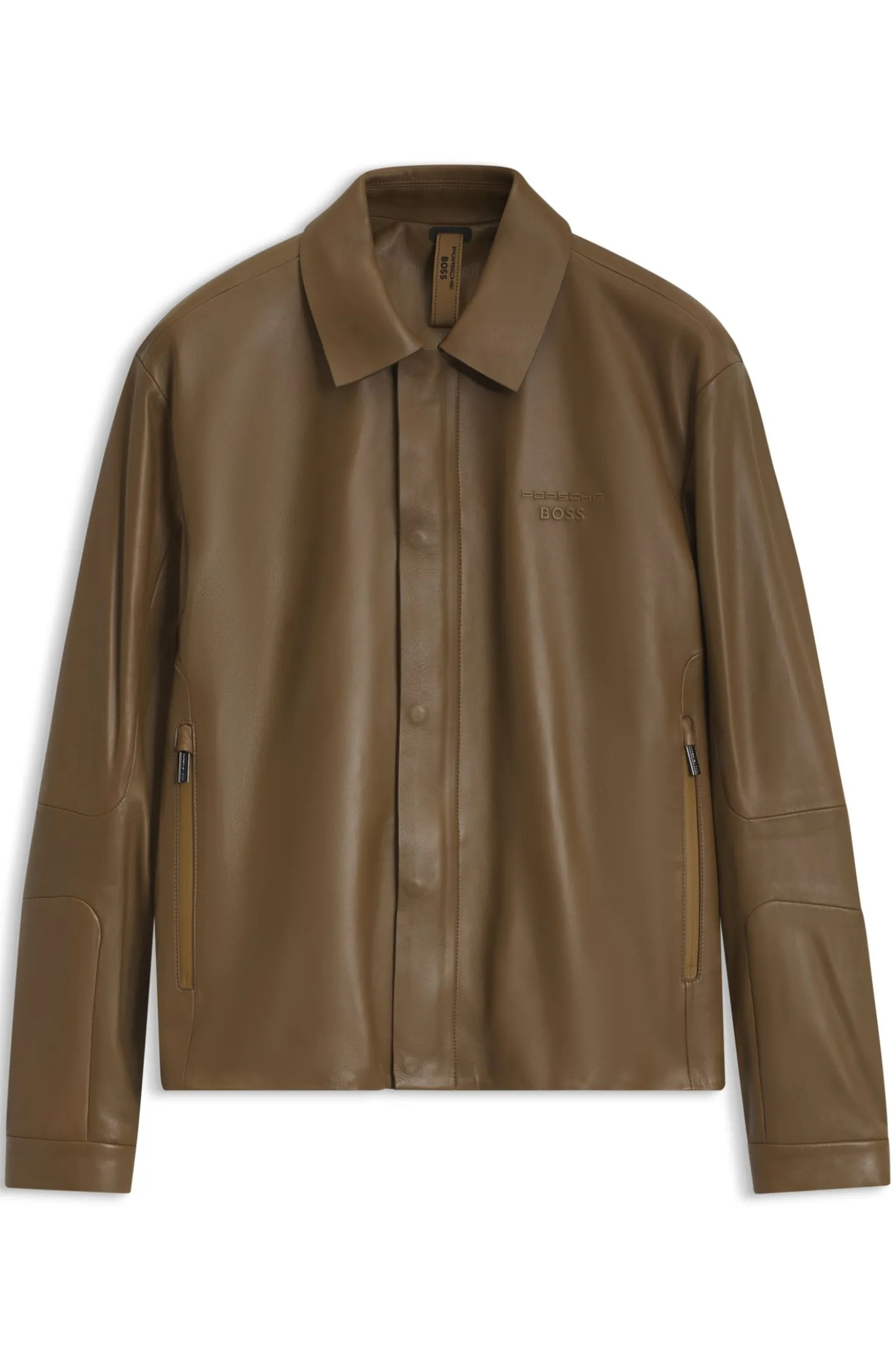 Porsche x BOSS Lederjacke mit verdecktem magnetischem Druckknopf