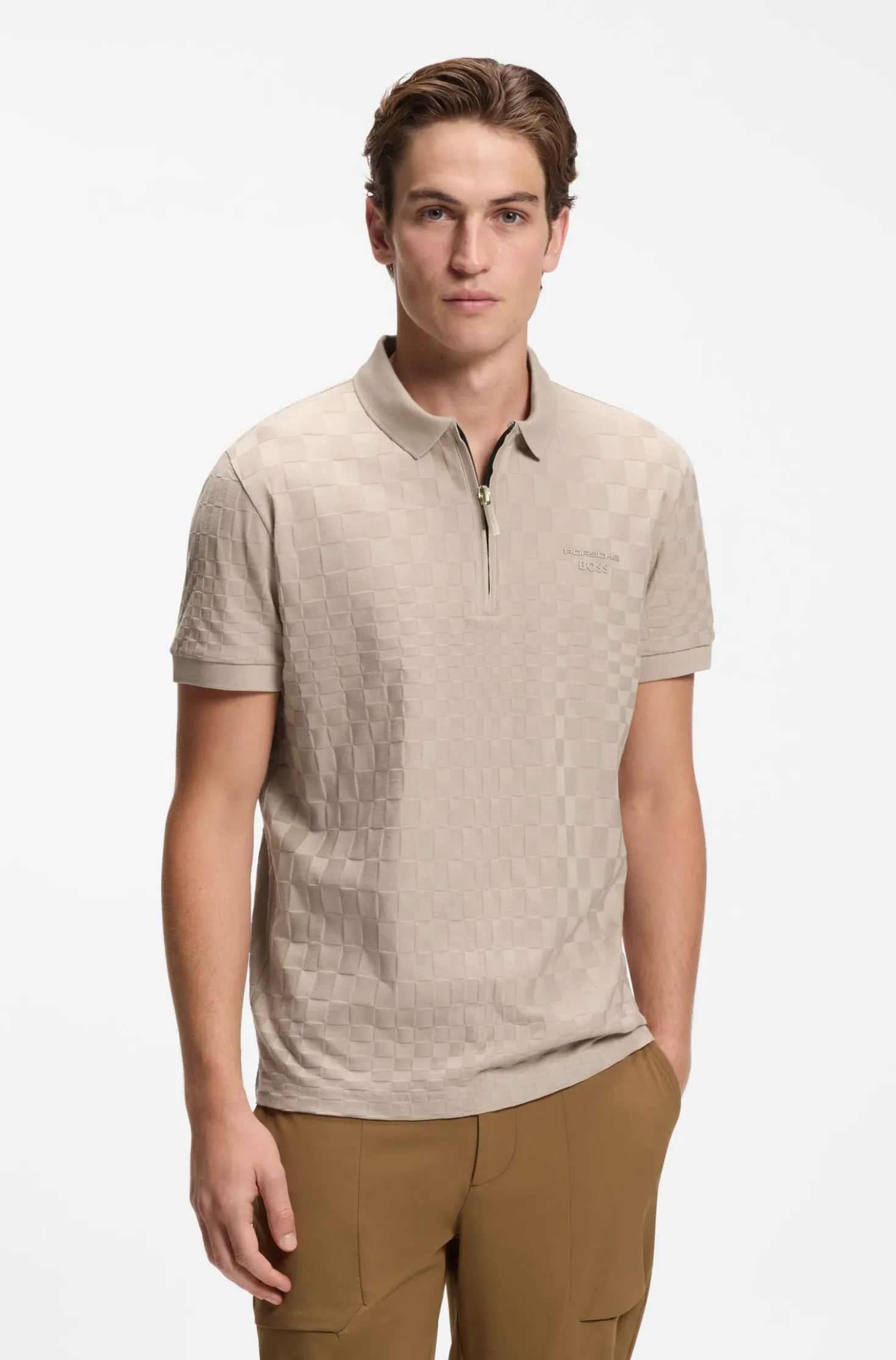 Porsche x BOSS Poloshirt mit Pasha-Muster