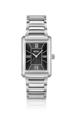 Principle Uhr mit schwarzem Zifferblatt und H-Gliederarmband