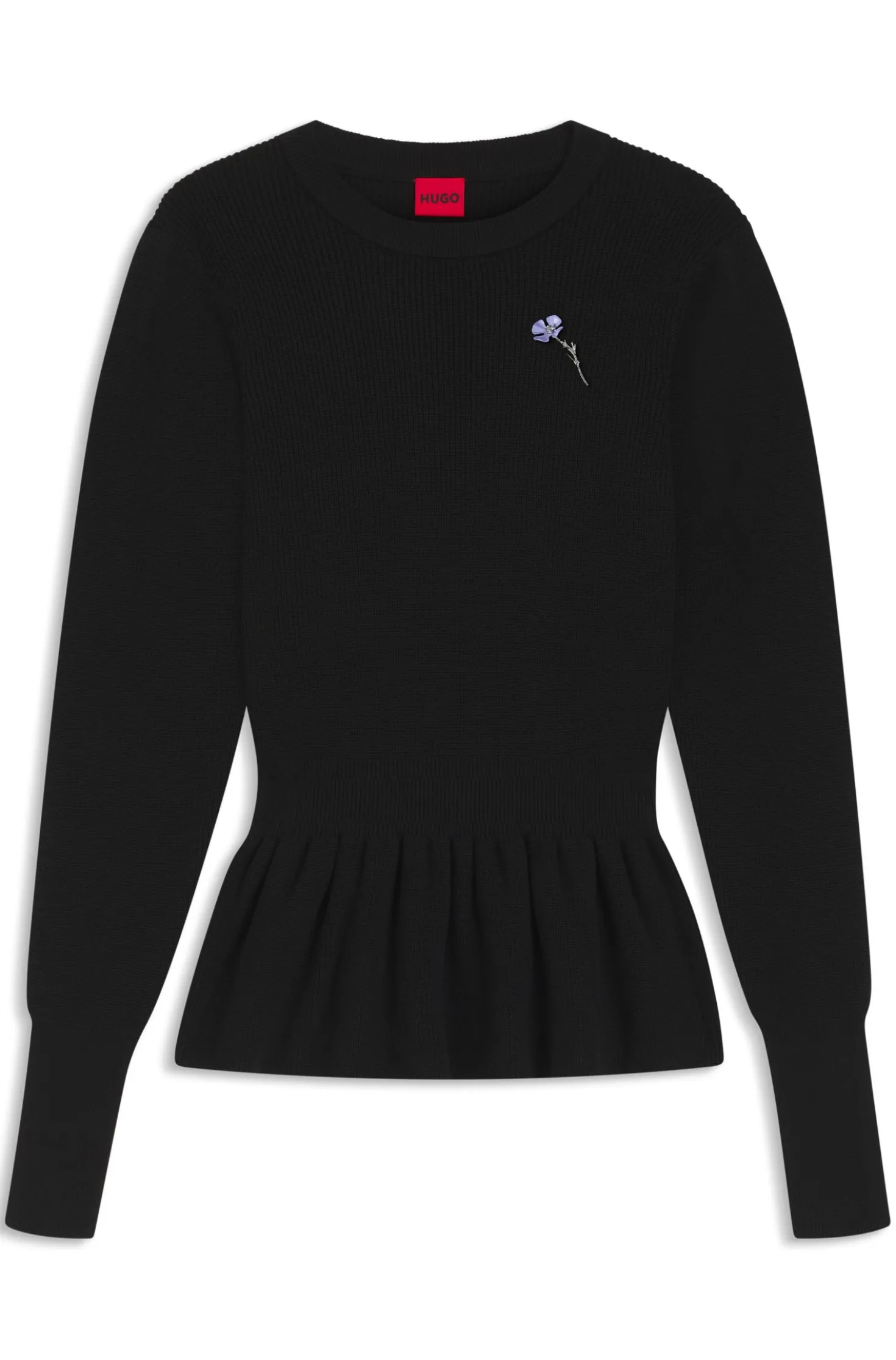 Pullover aus Baumwolle mit abnehmbarer Blumenbrosche