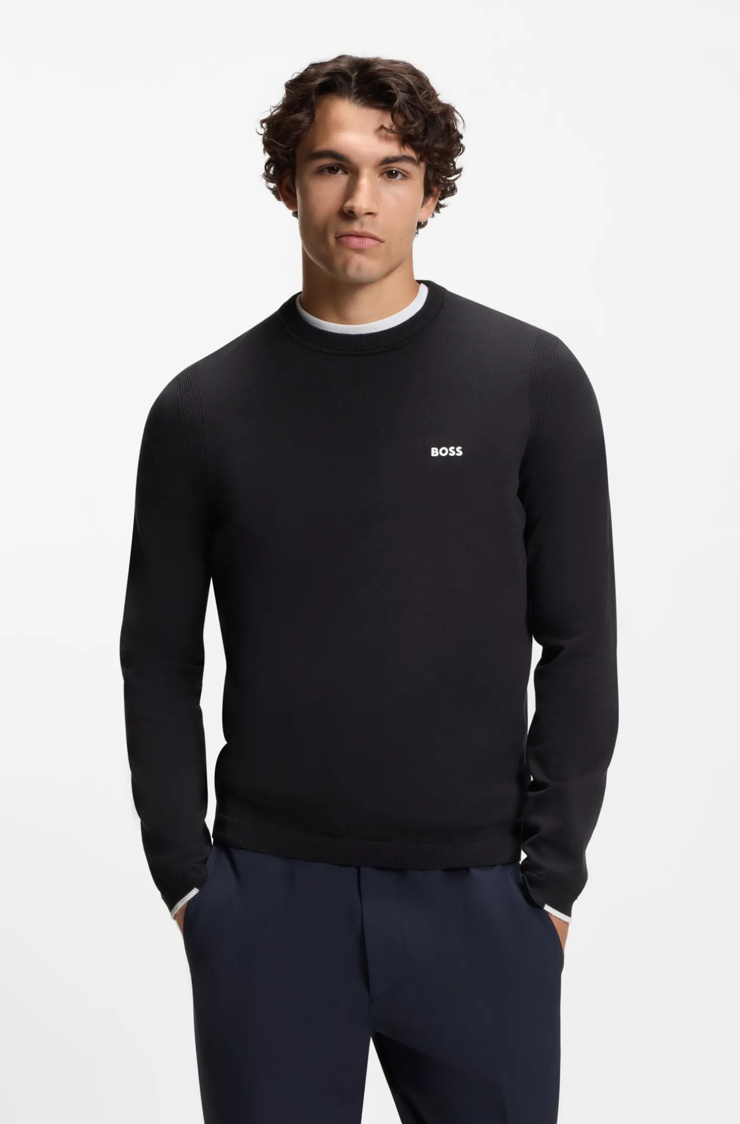 Pullover aus Baumwolle mit Kontrast-Logo