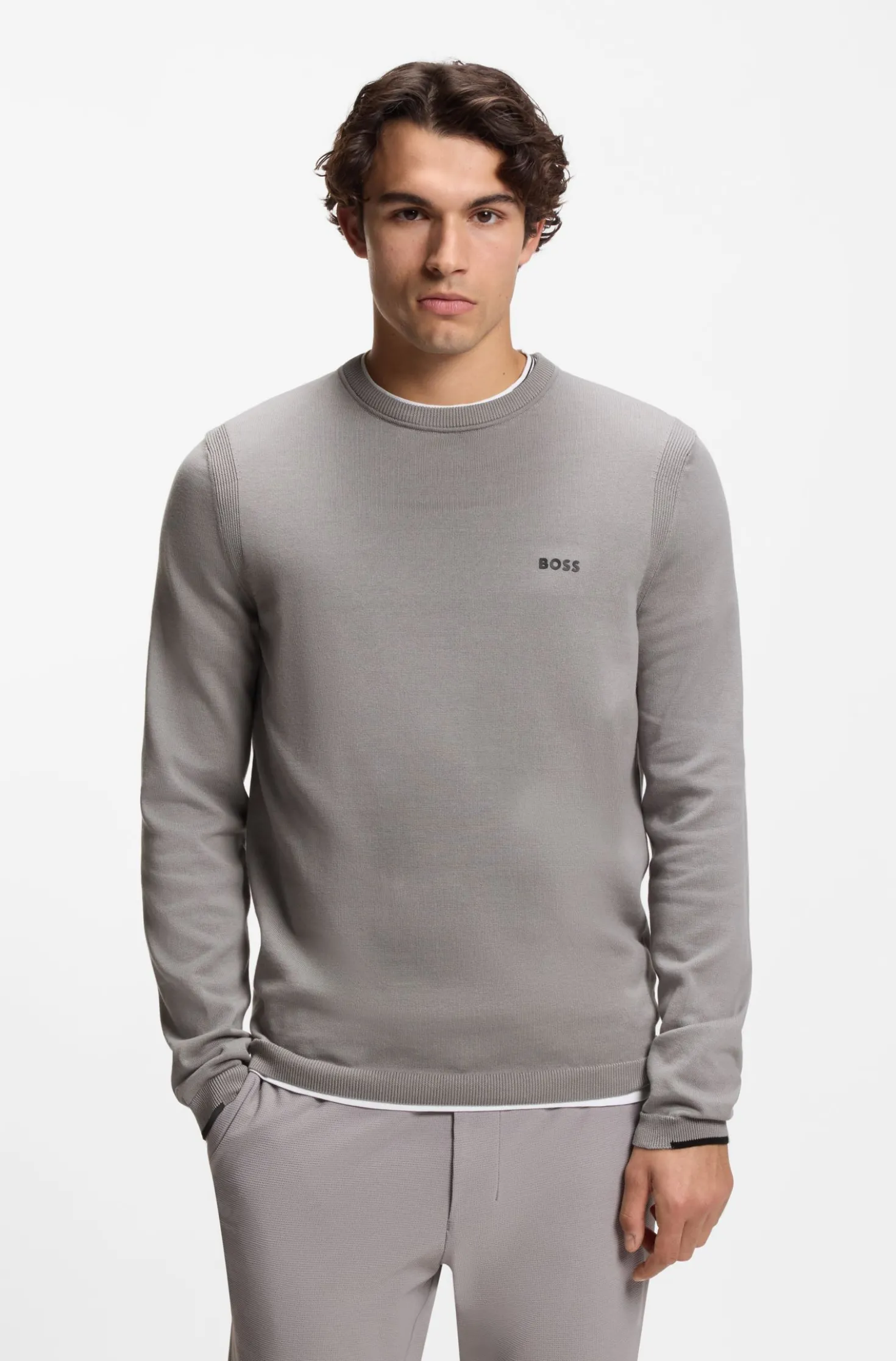 Pullover aus Baumwolle mit Kontrast-Logo