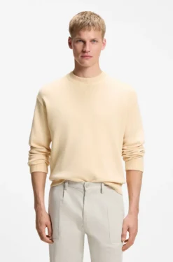 Pullover aus Baumwolle mit Ripp-Details an den Seitennähten