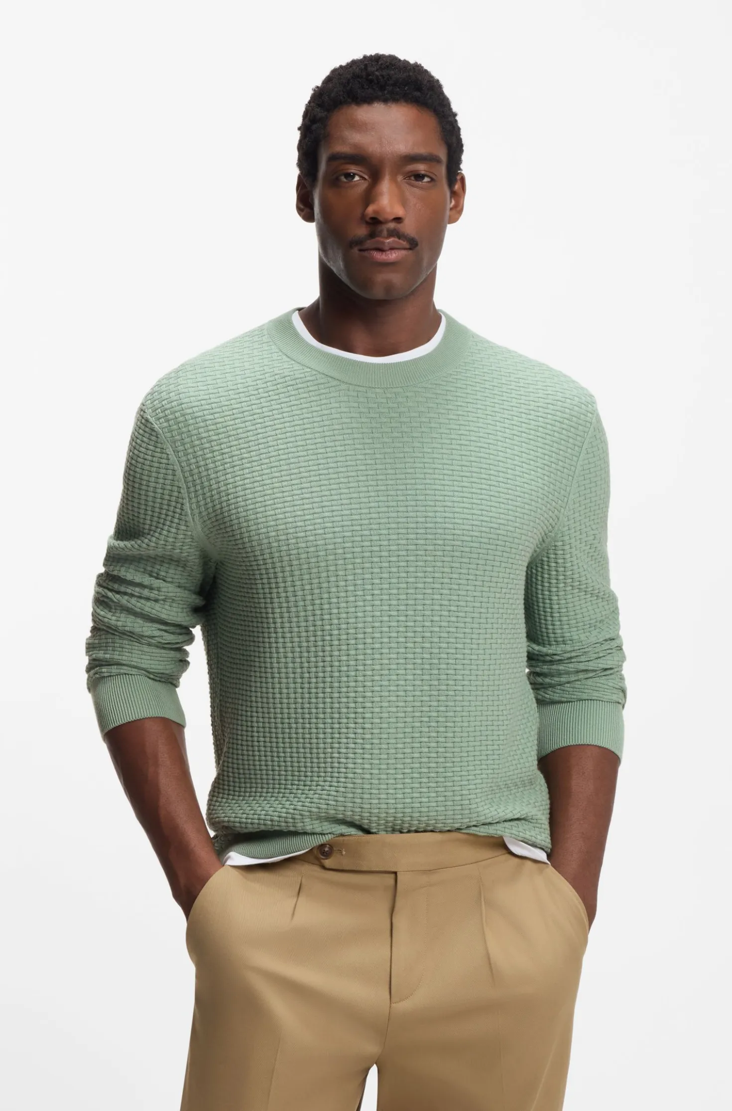 Pullover aus Baumwolle mit Strickstruktur