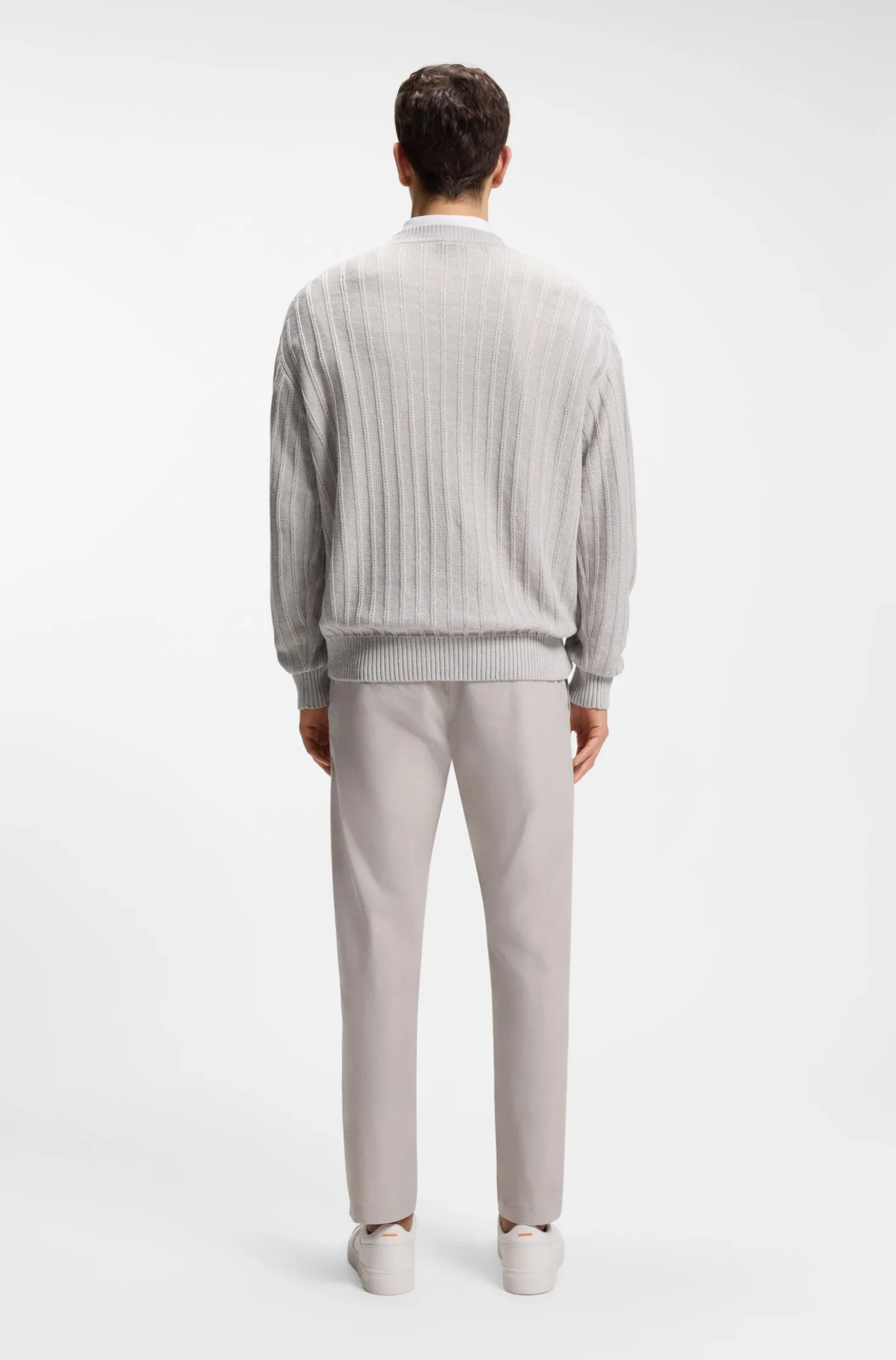 Pullover aus Leinen-Baumwolle mit Strickstruktur