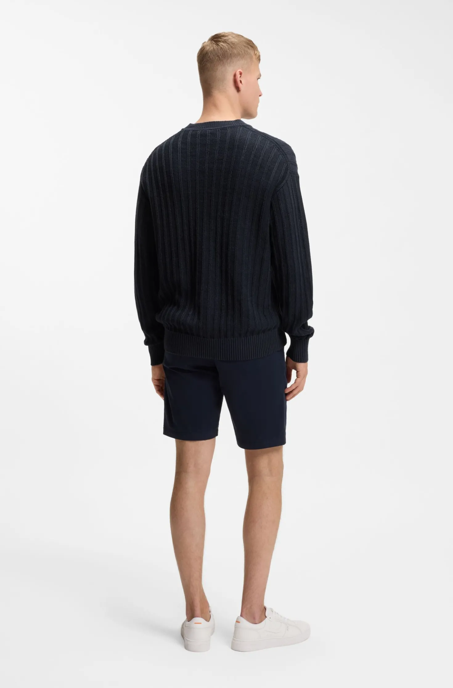 Pullover aus Leinen-Baumwolle mit Strickstruktur