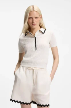 Pullover aus Pointelle-Baumwolle mit Muschelsaum