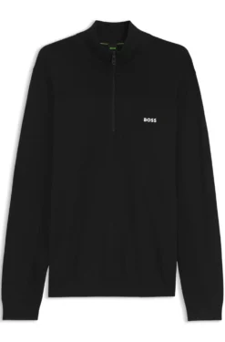 Pullover aus Schurwoll-Mix mit Troyerkragen und Logo