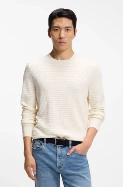 Pullover aus Seide und Baumwolle mit Mikro-Karo-Struktur