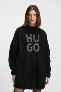 Pullover mit glitzerndem Stack-Logo, Woll- und Alpaka-Anteil