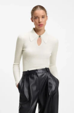 Pullover mit Polokragen aus Woll-Mix mit Kaschmir