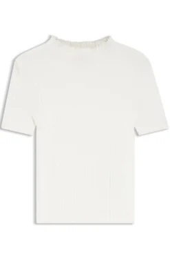 Pullover mit Stehkragen und unregelmäßigem Rippstrick