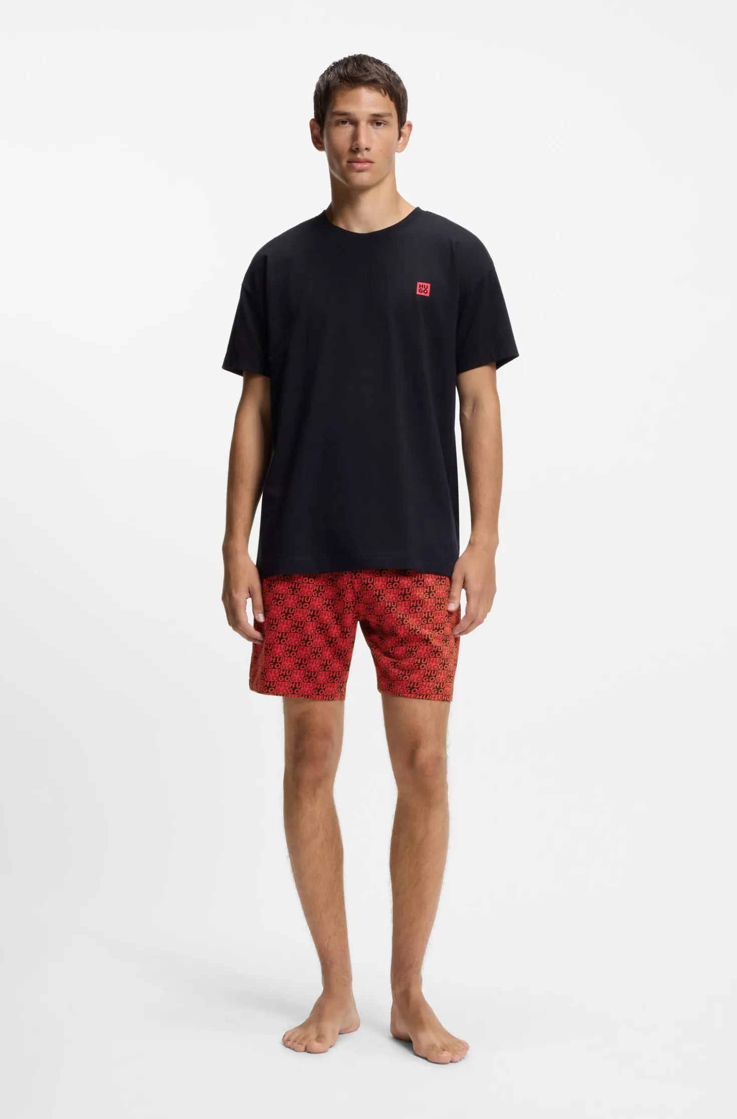 Pyjama aus Stretch-Baumwolle mit Stack-Logos