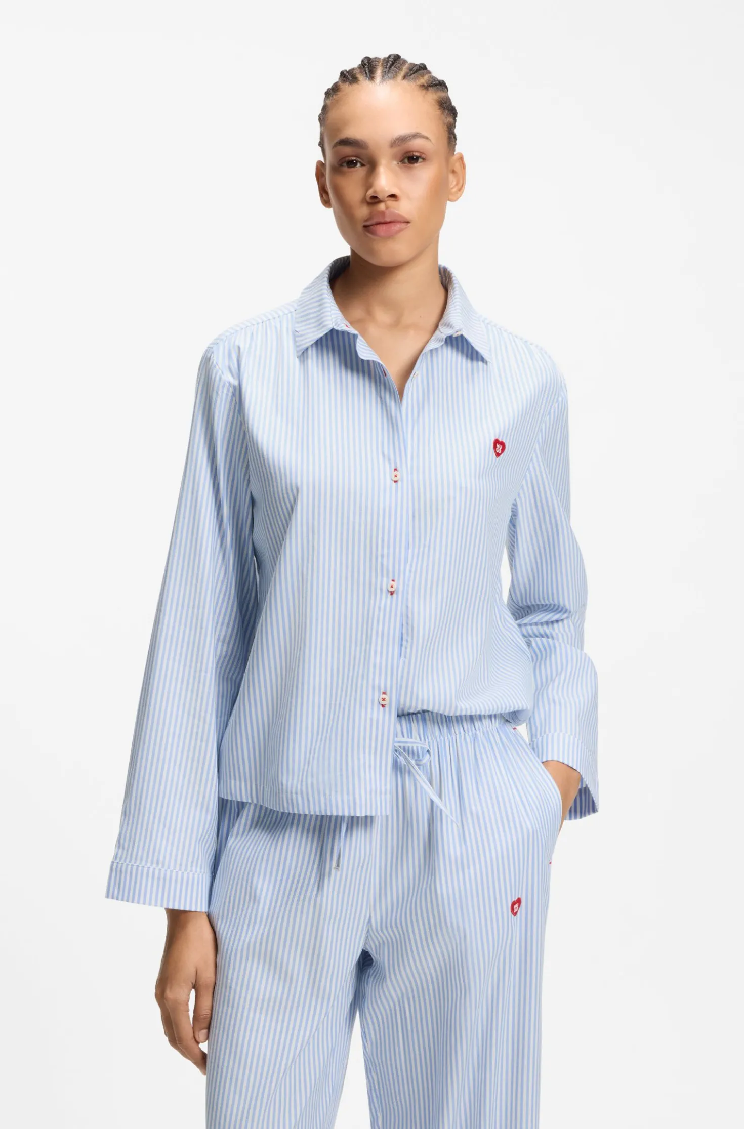 Pyjama-Hemd aus Baumwoll-Mix mit Herz-Logo